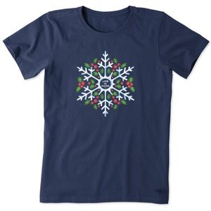 Life Is Good Navy Blue Snowflake Tee